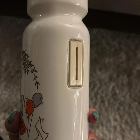 Vintage 1986 Cambium Designs Baby Bottle Bank Bear Train Piggy Bank - Picture 3 of 4